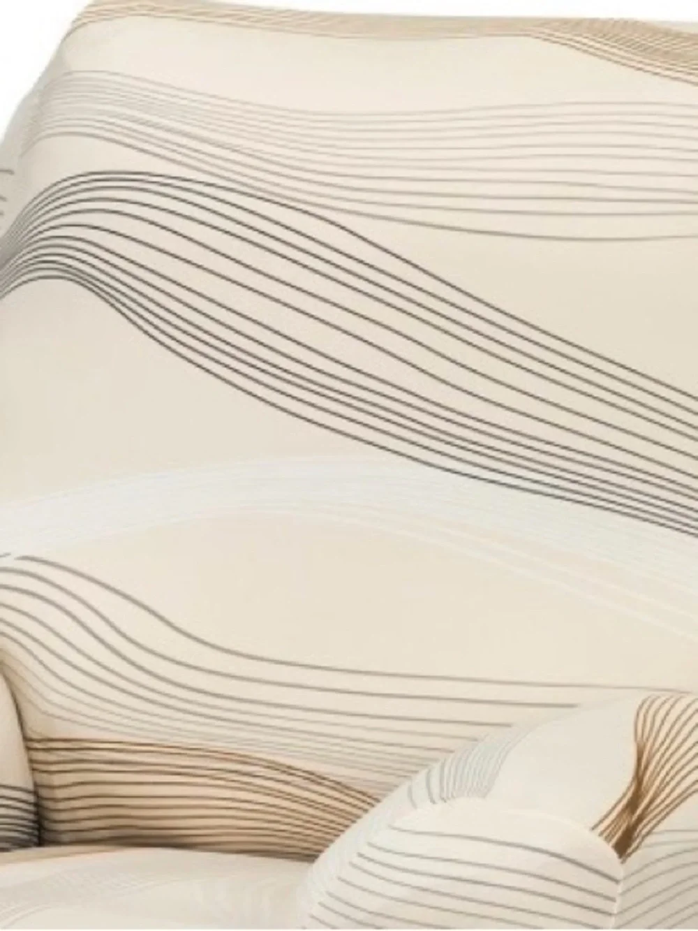 Lazy Boy Recliner Furniture Slipcover Wavy Geometric Print - Cream Brown